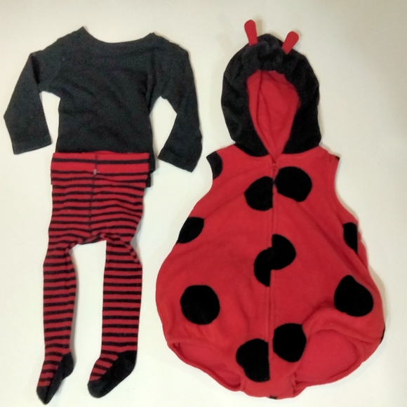 Carter's Ladybug Costume Set with Striped Leggings & Shirt 12 Month size - Picture 1 of 6